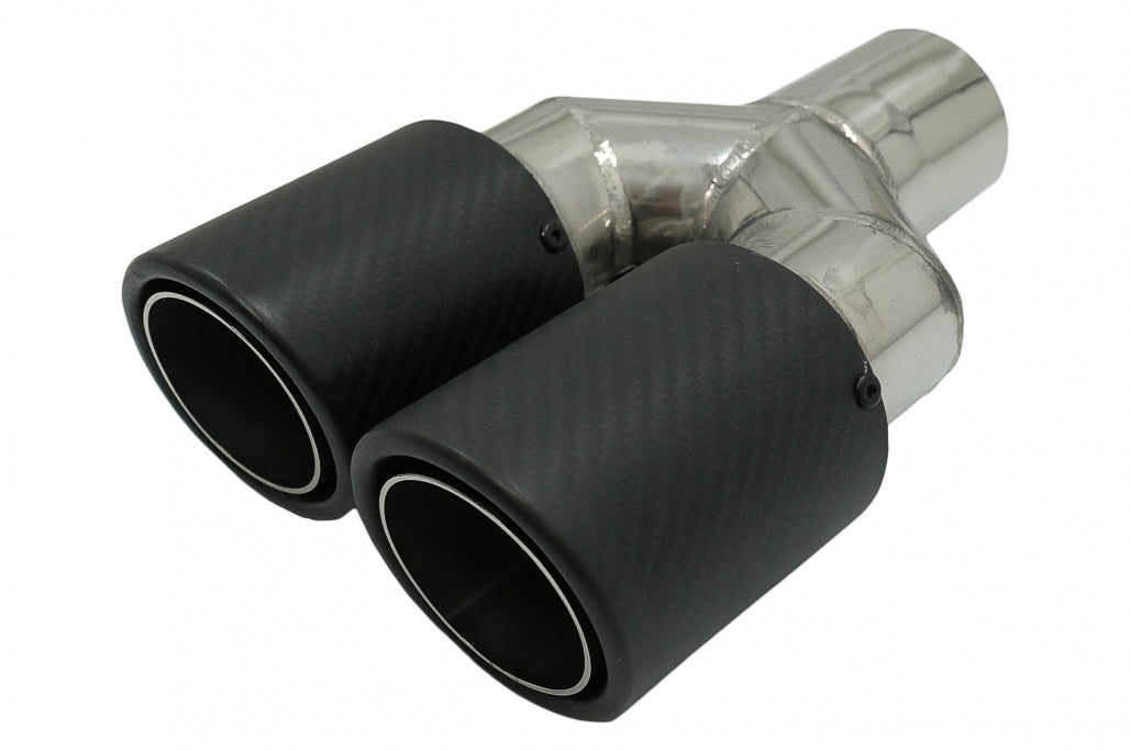 Universal Exhaust Muffler Tip Matte Carbon Fiber 5.8 cm Inlet Left Side