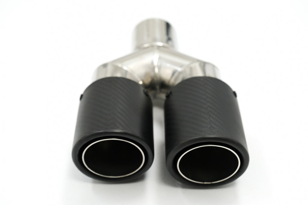 Universal Exhaust Muffler Tip Matte Carbon Fiber 5.8 cm Inlet Left Side