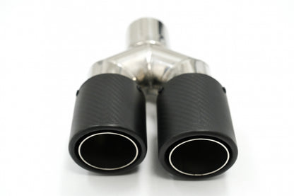 Universal Exhaust Muffler Tip Matte Carbon Fiber 5.8 cm Inlet Left Side