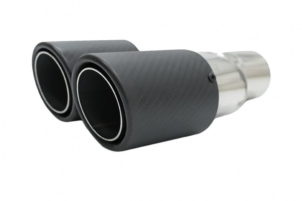 Universal Exhaust Muffler Tip Matte Carbon Fiber 5.8 cm Inlet Left Side
