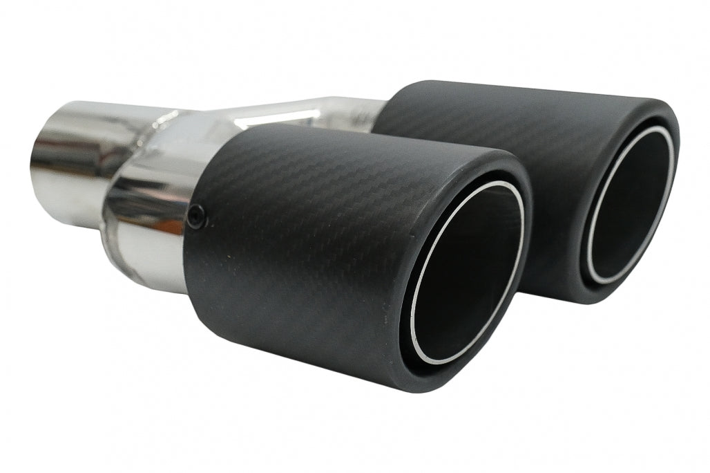 Universal Exhaust Muffler Tip Matte Carbon Fiber 5.8 cm Inlet Left Side