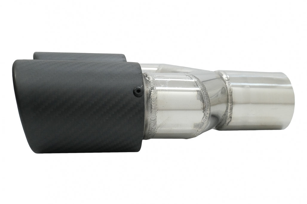 Universal Exhaust Muffler Tip Matte Carbon Fiber 5.8 cm Inlet Left Side