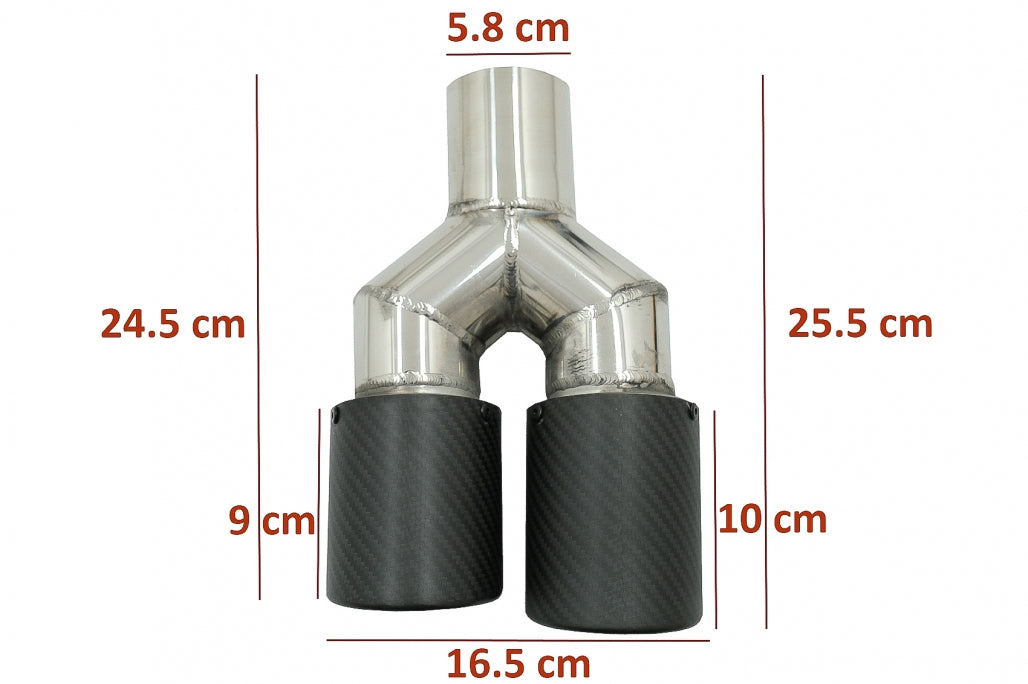 Universal Exhaust Muffler Tip Matte Carbon Fiber 5.8 cm Inlet Left Side