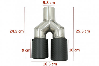Universal Exhaust Muffler Tip Matte Carbon Fiber 5.8 cm Inlet Left Side