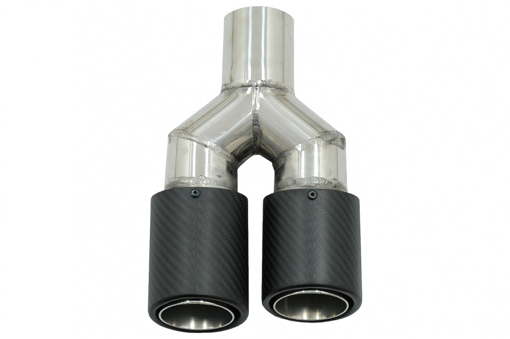Universal Exhaust Muffler Tip Matte Carbon Fiber 5.8 cm Inlet Left Side