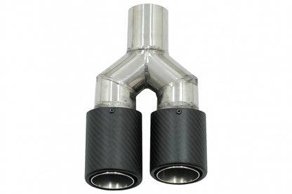Universal Exhaust Muffler Tip Matte Carbon Fiber 5.8 cm Inlet Left Side
