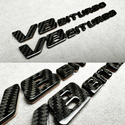 V8 Biturbo carbon side emblems badges for Mercedes AMG and Brabus