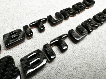 Performance-style V8 Biturbo carbon badges for Mercedes-Benz