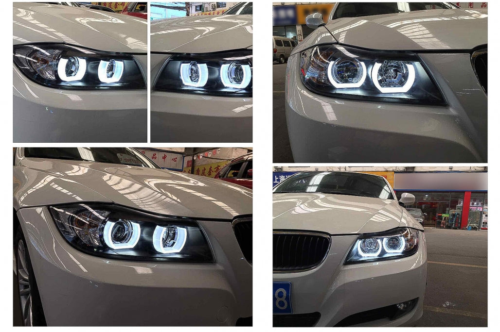 Xenon Headlights U-LED 3D Black for BMW 3 Series E90 E91 LHD (2005–2008)