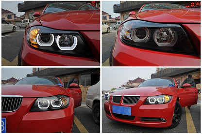 Xenon Headlights U-LED 3D Black for BMW 3 Series E90 E91 LHD (2005–2008)