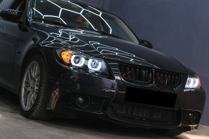Xenon Headlights U-LED 3D Black for BMW 3 Series E90 E91 LHD (2005–2008)