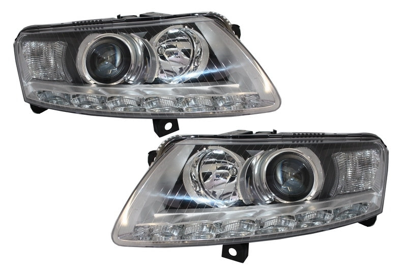 Xenon Headlights with LED DRL Chrome for Audi A6 C6 4F (2004–2008) Without AFS