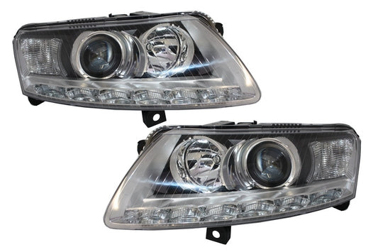 Xenon Headlights with LED DRL Chrome for Audi A6 C6 4F (2004–2008) Without AFS